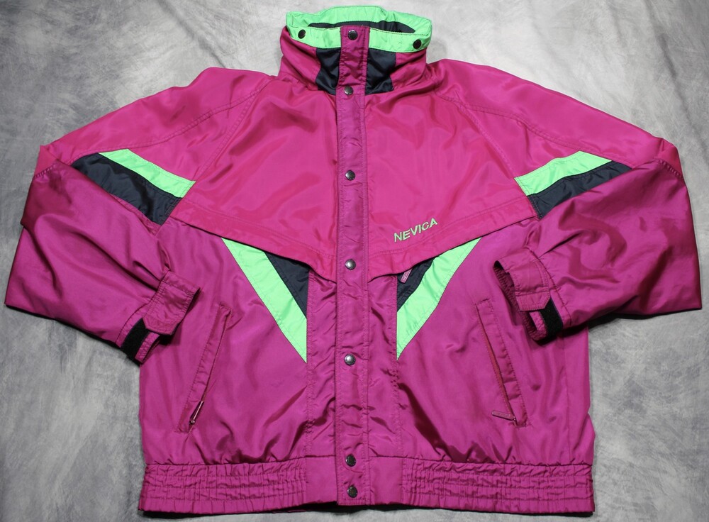 Vintage Nevica Jacket Mens Size 42 Pink Neon Ski Snow Colorblock Hong Kong 80s